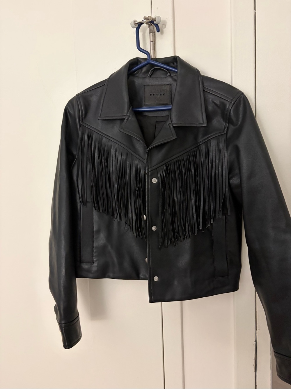 Blank NYC Black Fringe Vegan Leather Jacket - Women
